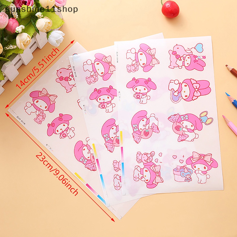 Sho 5pcs My Melody Kawaii Anime Kartun Stiker Cinnamoroll Kuromi Pvc Transparan Tahan Air Hias Perekat Diri Sticker N