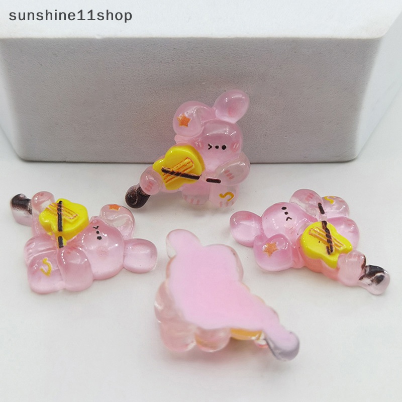 Sho 10PCS Luminous Rabbit Resin Decor DIY Miniatur Ornamen Hadiah Membuat Perhiasan N