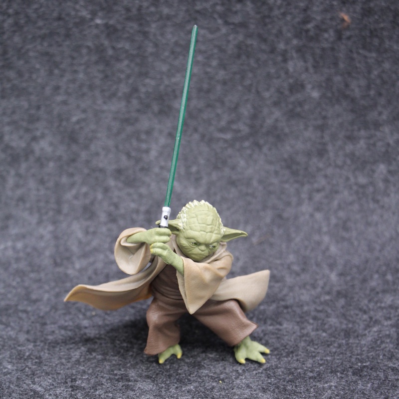 Mainan Figur Tinju Star Wars Jedi Knight Master Yoda Dengan Lightsaber Topper Kue Star Wars Yoda Ornament Collectible Toy