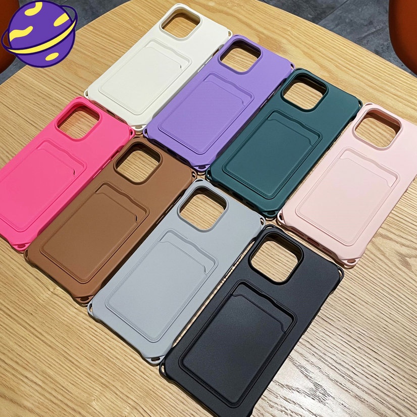 IPHONE Casing Slot Kartu Anti Jatuh Kuat Cocok Untuk Iphone14 13 12 11 Pro Max Perlindungan Lensa Penyimpanan Kartu Soft Case