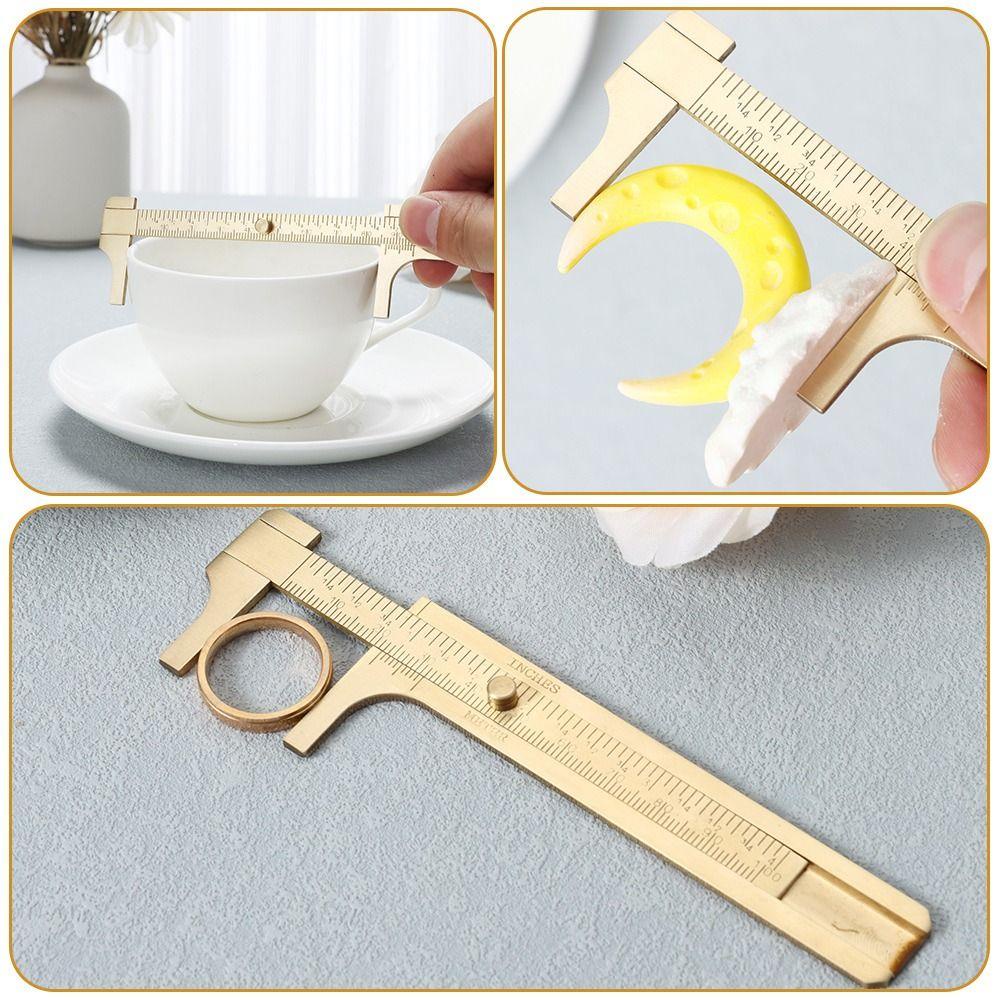 TOP 2buah Vernier Caliper Kuningan Untuk Manik Kawat Permata Cincin Pengukur Skala Ganda Alat Ukur Handy Caliper
