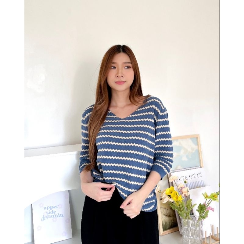 VANYA KNIT TOPS atasan sweater rajut katun wanita halus adem tangan pendek