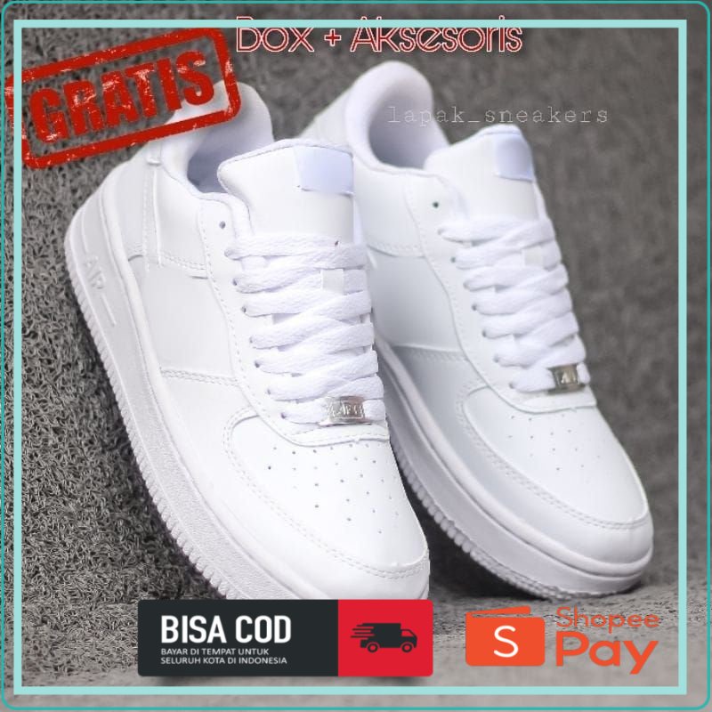 PRODUK PALING LARIS /SEPATU PUTIH PRIA & WANITA SNEAKERS FULL WHITE PUTIH POLOS KETS KASUAL CASUAL M