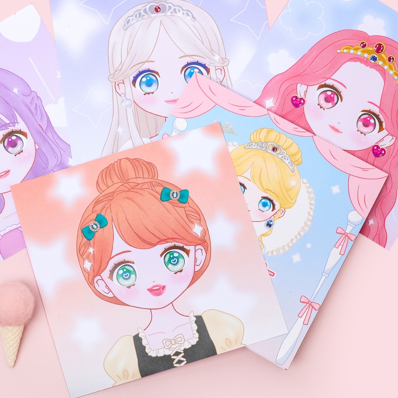 15pcs Kartun Gadis Dress Up Party Series Stiker Set Anak Perempuan Dress Up Show DIY Stickers