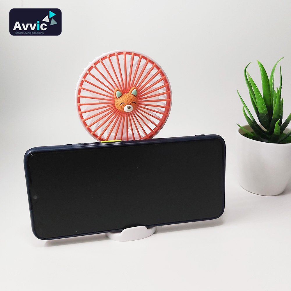 AVVIC DD5645 Kipas Angin Genggam Portable Mini Handheld Desktop Fan USB Rechargeable with Holder