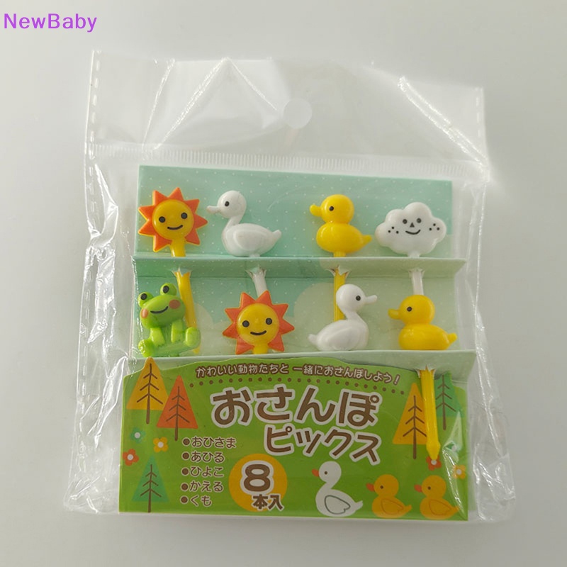 Newbaby 8pcs /set Kartun Buah Garpu Picks Anak Snack Dessert Bento Sandwich Tusuk Gigi Makan Siang Dekorasi Pesta ID