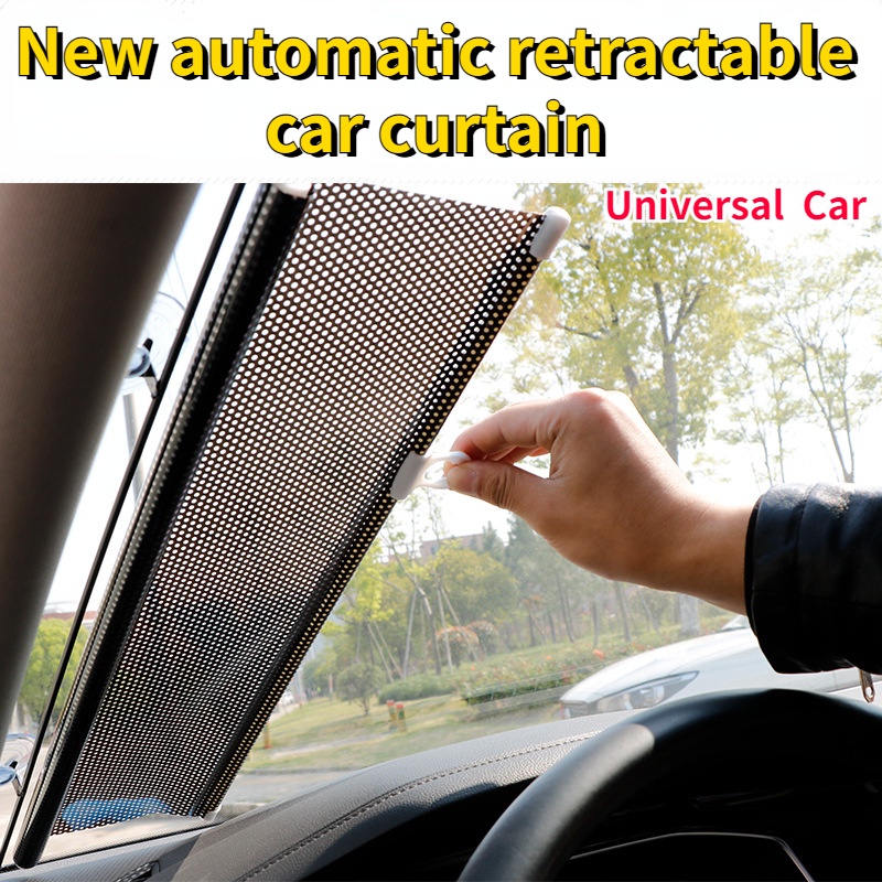 Universal Car Automatic Roller Blind Sunshade Car Tirai Peredam Panas Mobil Front Gear Automatic Retractable Sunshade Kerai