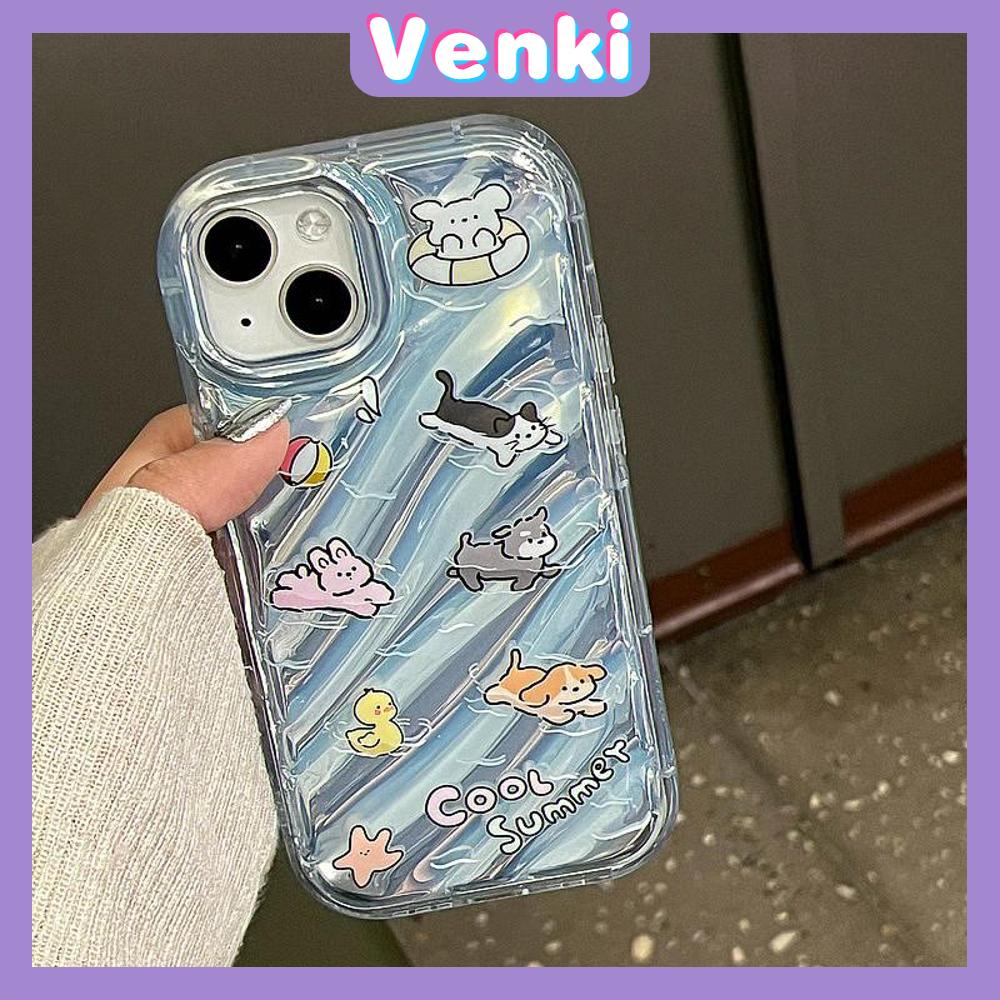 VENKI - Untuk iPhone 11 iPhone Case Laser Reflektif Bening Phone Case TPU Soft Shockproof Airbag Phone Case Hewan Kartun Lucu Kompatibel dengan iPhone 14 13 Pro max 12 Pro Max XR