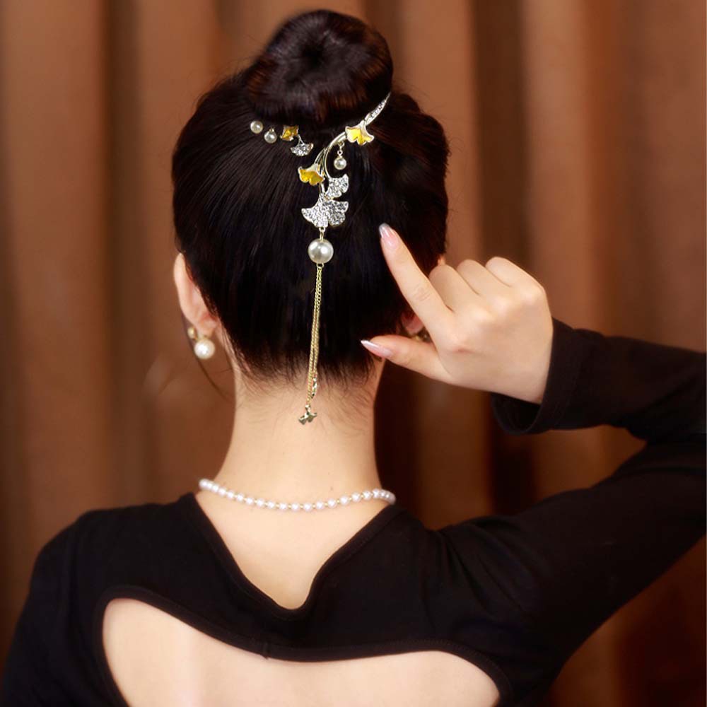 Fashion Bunga Rumbai Rambut Klip Wanita Paduan Jepit Rambut Berlian Imitasi Mutiara Gadis Ponytail Gesper Aksesoris Rambut