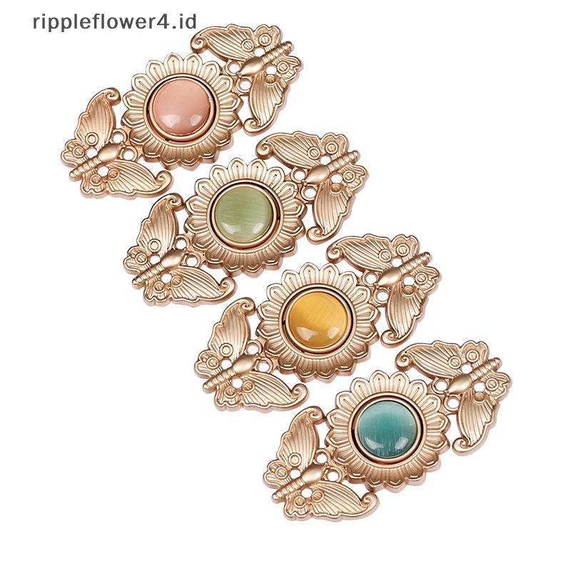 {rippleflower4.id} 1pasang Kancing Logam Sweater Cardigan Klip Hanfu Snap Button Kancing Logam Antik~
