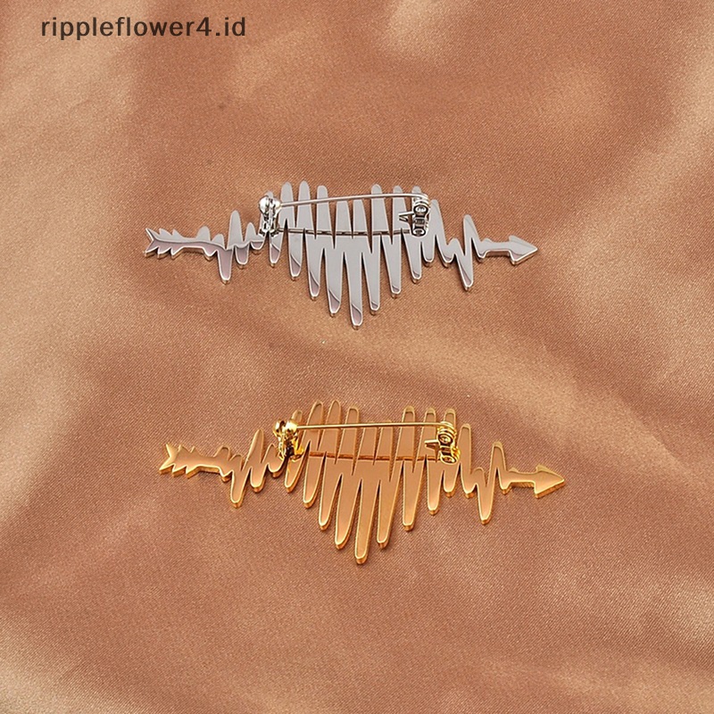 {rippleflower4.id} Kreatif Elektrokardiogram Jantung Bros Logam Setelan Sweater Pin Perhiasan Syal Gesper Bros Untuk Wanita Pria Hadiah~