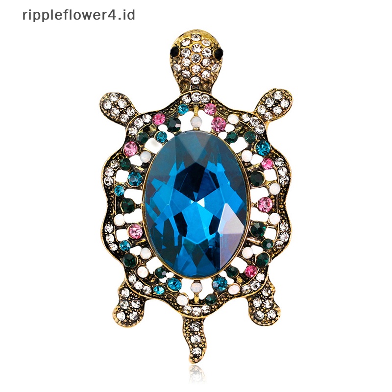{rippleflower4.id} Berlian Imitasi Penyu Laut Hewan Bros Pin Untuk Wanita Perhiasan Hadiah Hadiah Lady Pin Payudara Elegan Fashion Jewelry~
