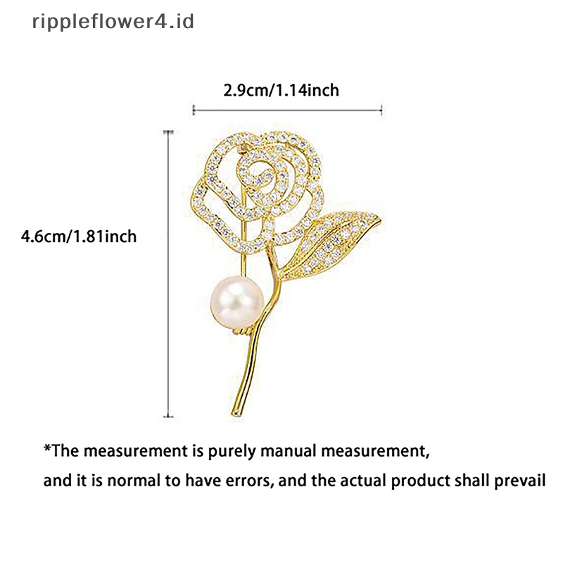 {rippleflower4.id} Mode Flash Berlian Indah Camellia Bros Cahaya Korsase Aksesoris Perhiasan Niche Anti-lost Berlian Imitasi Mutiara Pin~