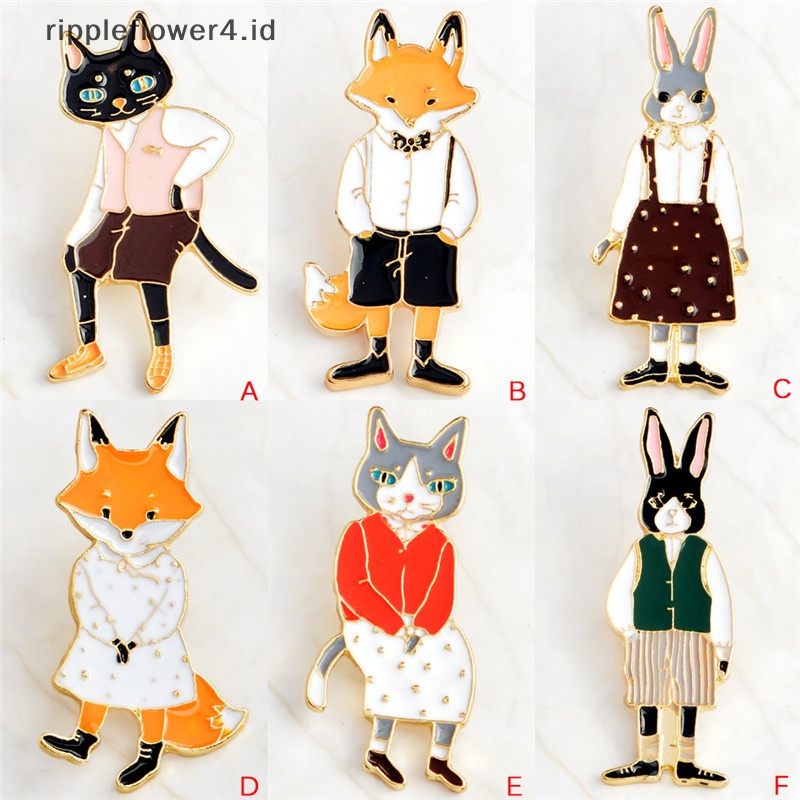 {rippleflower4.id} Enamel Kucing Bros Pin Hewan Kemeja Kerah Pin Lencana Korsase Perhiasan Hadiah~