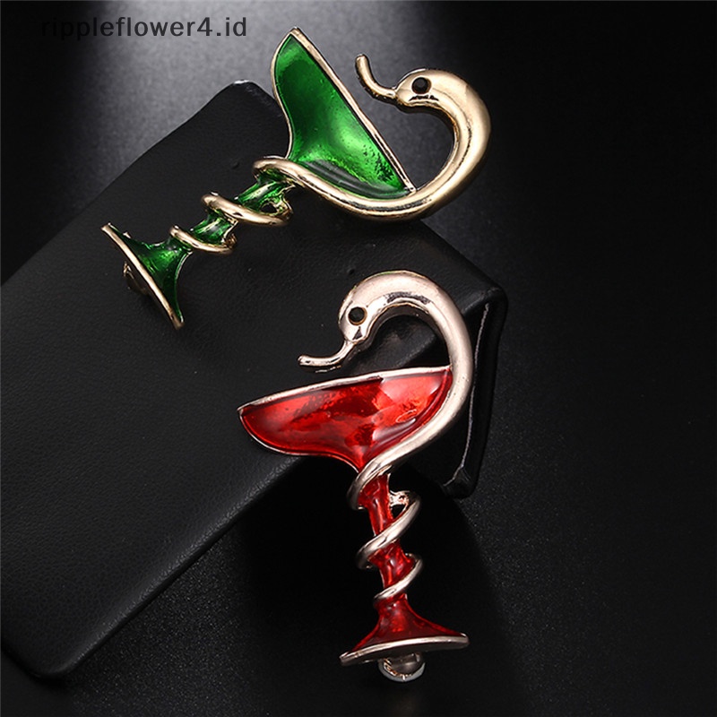 {rippleflower4.id} Pin Bros Ular Enamel Bros Piala Bros Hewan Korsase Pesta Wanita Perhiasan~