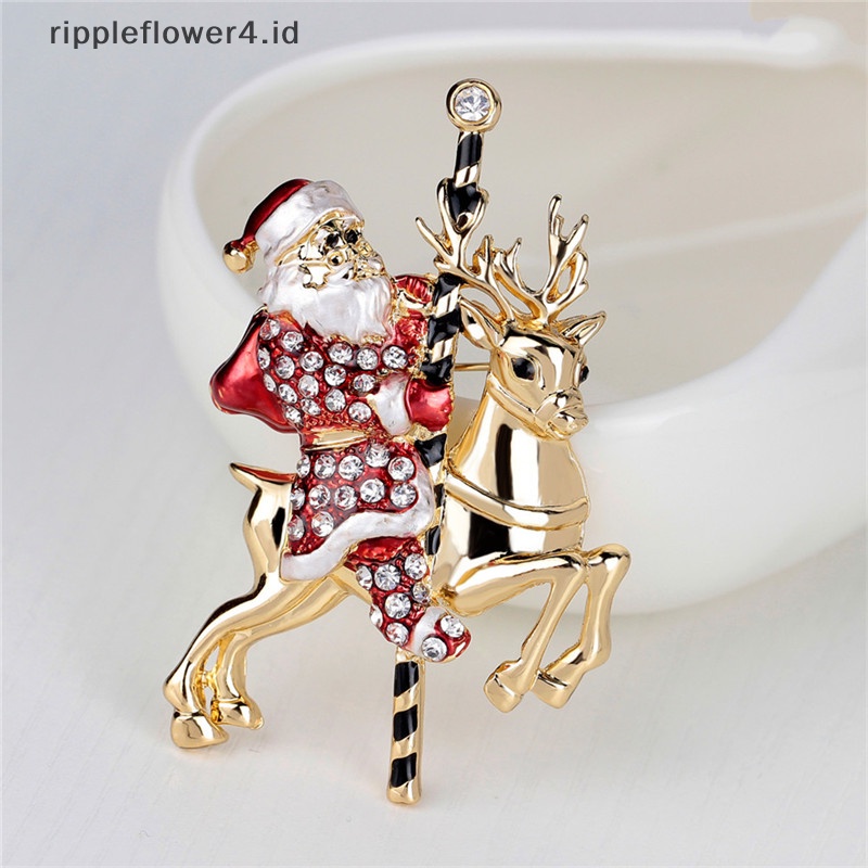 {rippleflower4.id} 1pc Indah Santa Claus Rusa Berlian Imitasi Hadiah Natal Bros Pin Kerah Korsase 1 Pc Fashion Santa Claus Rusa Berlian Imitasi Hadiah Natal Bros Pin Kerah Corsa