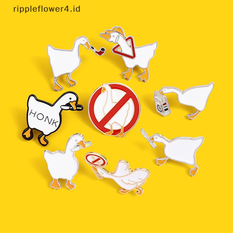 {rippleflower4.id} Angsa Enamel Keras Bros Pin Logam Alloy Perhiasan Kerah Pin Lencana Aksesoris~