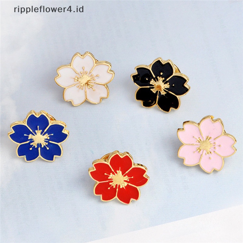 {rippleflower4.id} 5pcs Enamel Bunga Bros Pin Kemeja Kerah Pin Korsase Lencana Wanita Perhiasan Hadiah~
