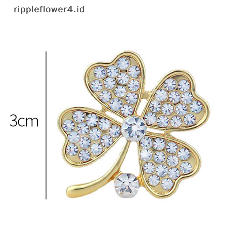 {rippleflower4.id} Bros Empat Daun Keberuntungan Fashion Kreatif Untuk Wanita Gadis Perhiasan Pernikahan Pin~