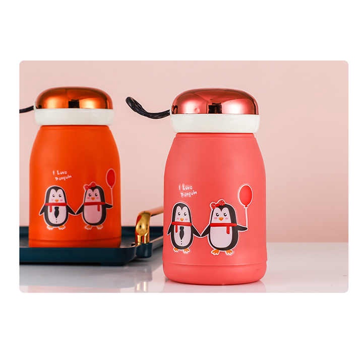 GOS -H414- Botol Minum Kaca Model Pinguin - Botol Minum Anak Lucu - Botol Minum Pinguin Cute 380ml