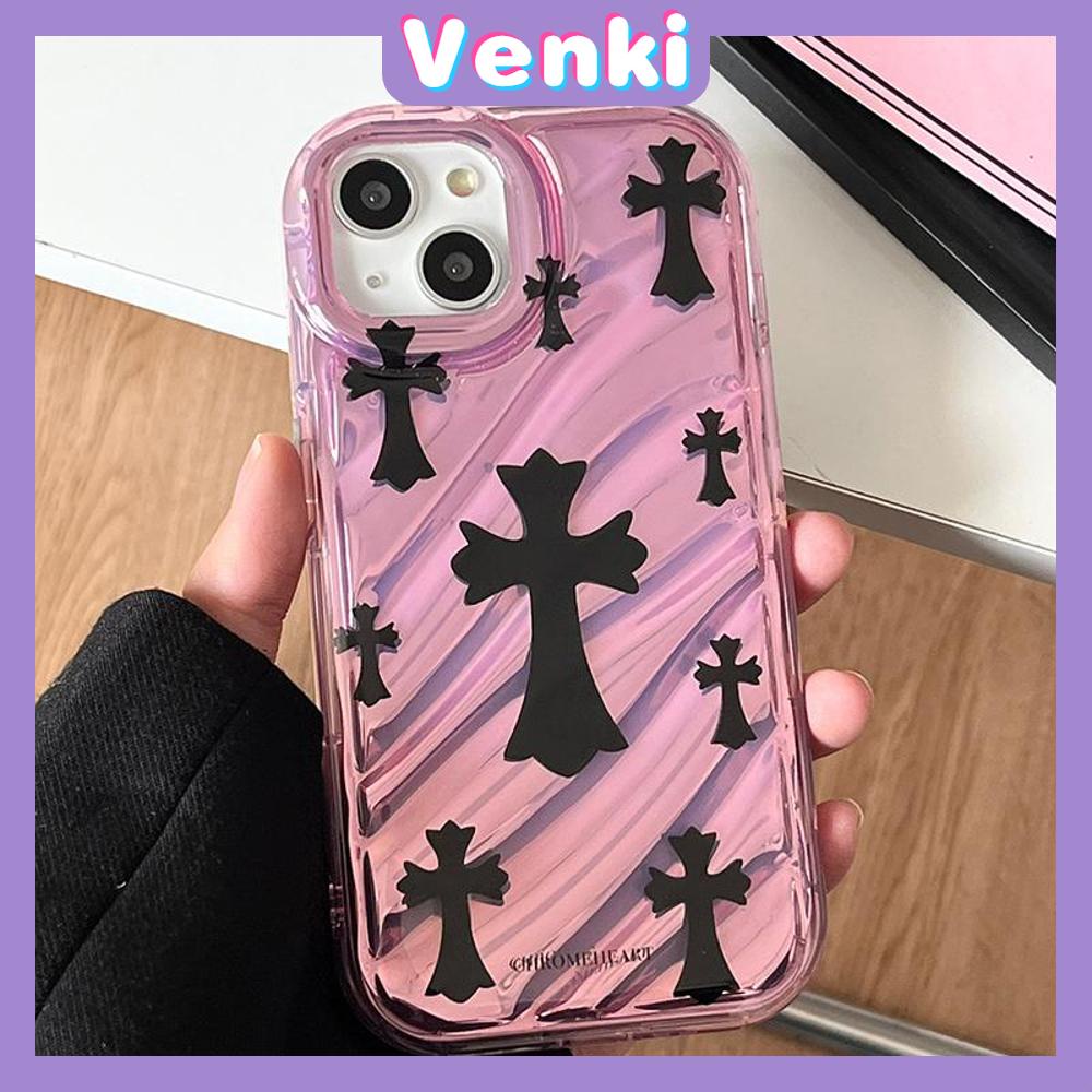 VENKI - Untuk iPhone 11 iPhone Case Laser Reflektif Bening Phone Case TPU Lembut Shockproof Airbag Ponsel Case Sederhana Cro Heart Kompatibel dengan iPhone 14 13 Pro max 12 Pro Max XR XR 7 8