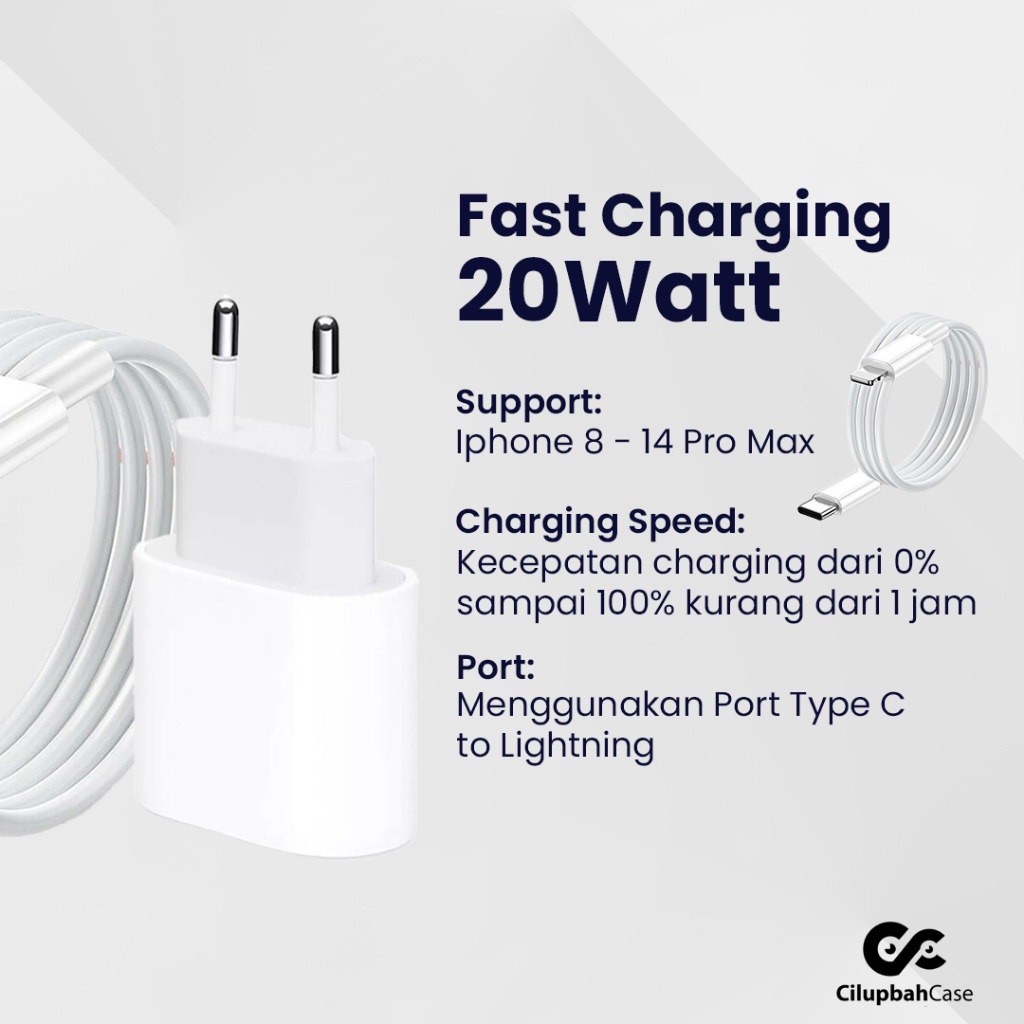 Cilupbah Charger iP 20w Fast Charging 1set Adaptor + Kabel