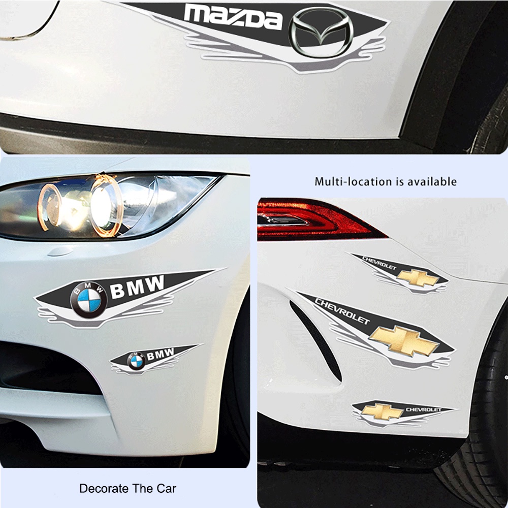 4pcs Stiker Logo Mobil Untuk Menutupi Goresan Styling Stiker Dekorasi Body Mobil Kreatif Decals Decor Aksesoris