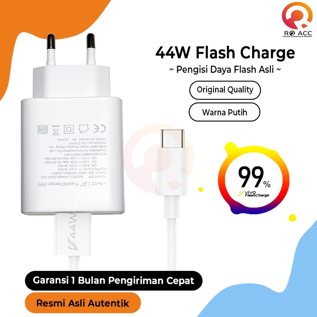 [RO ACC] 44W CHARGER VIVO FLASH CHARGER TIPE TYPE C FAST CHARGING ORIGINAL