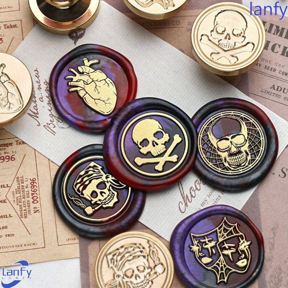 Lanfy Wax Seal Stamp Head Wedding Skull Kerajinan Dekorasi Tangan Akun DIY Album Amplop Kartu Undangan Cat Api Seal Stamp