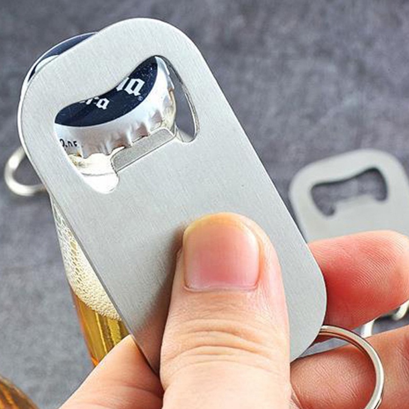 Gantungan Kunci Mini Portable Kreatif Pembuka Botol Aksesoris Pembuka Botol Stainless Steel Bottle Opener Key chain Minimalist Cap Remover