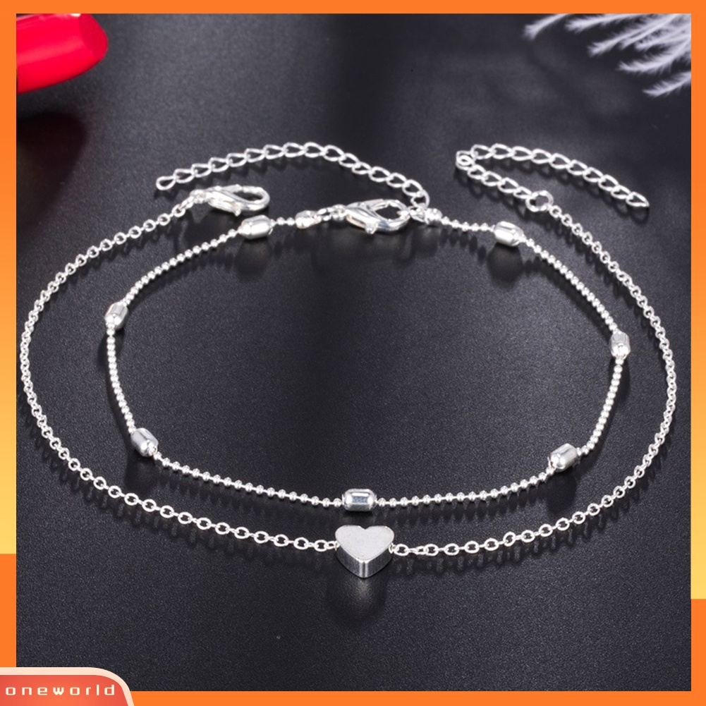 [WOD] Double Layer Cinta Hati Pesona Gelang Kaki Wanita Sandal Barefoot Ankle Bracelet Hadiah