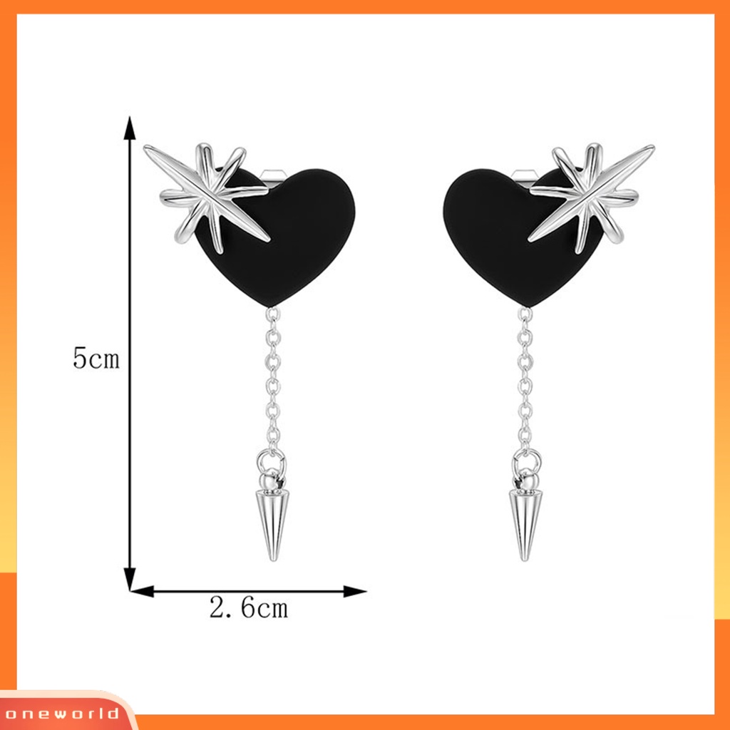 [WOD] 1pasang Drop Earrings Gothic Rantai Panjang Rumbai Hip Hop Kilau Terang Semua Pertandingan Dekorasi Streetwear Wanita Cinta Hati Studs Earrings Fashion Perhiasan Untuk Pacaran