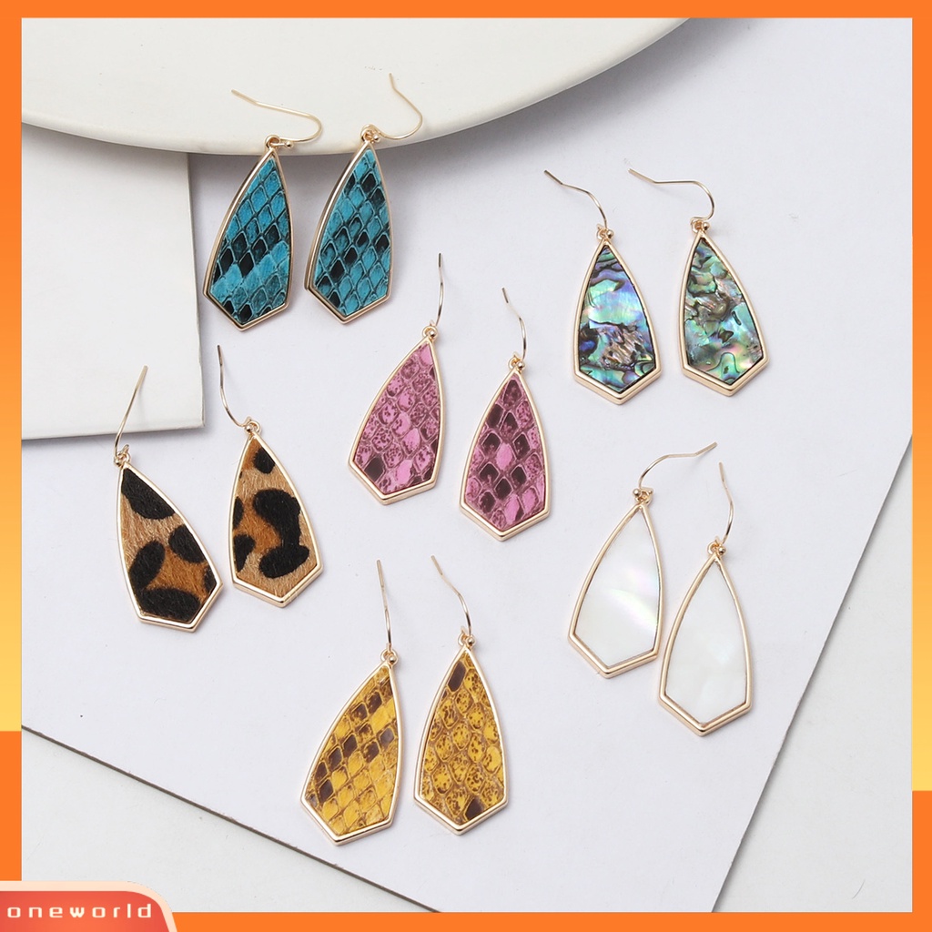 [WOD] 1pasang Anting Drop Simple Bahan Alloy Halus Motif Leopard Geometris Wanita Anting Kait Untuk Pacaran