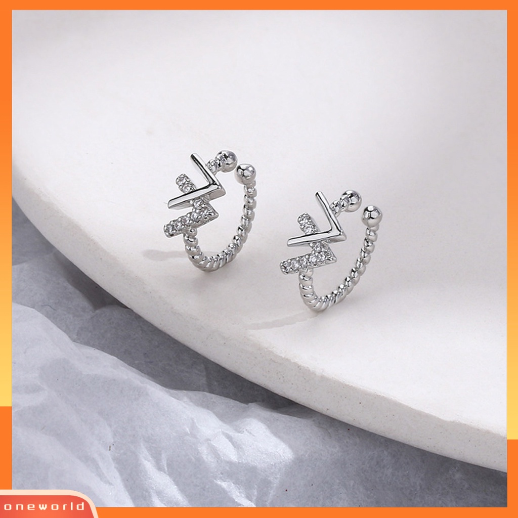 [WOD] 1pc Manset Telinga Tanpa Tindik Silver-Layer Hypoallergenic High Gloss Berkilau Aksesoris Perhiasan Tembaga Ganda V Zirkon Surat Klip Huggie Anting Untuk Harian