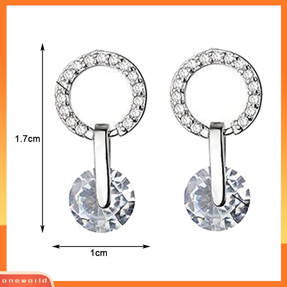 [WOD] Wanita Fashion Cubic Zirconia Menjuntai Bulat Stud Earrings Perhiasan Perjamuan Pernikahan