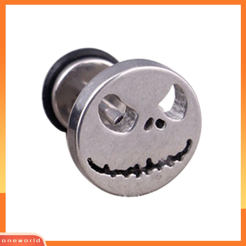 [WOD] 1pc Pria Wanita Halloween Tengkorak Baja Titanium Telinga Stud Anting Tindik Perhiasan