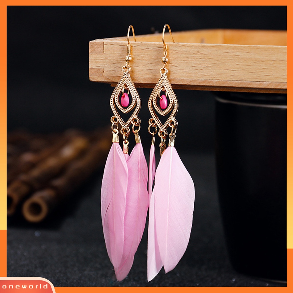 [WOD] Wanita Drop Anting Bulu Sintetis Bohemia Kreatif Jumbai Menjuntai Anting Menjuntai Anting Prom Perhiasan