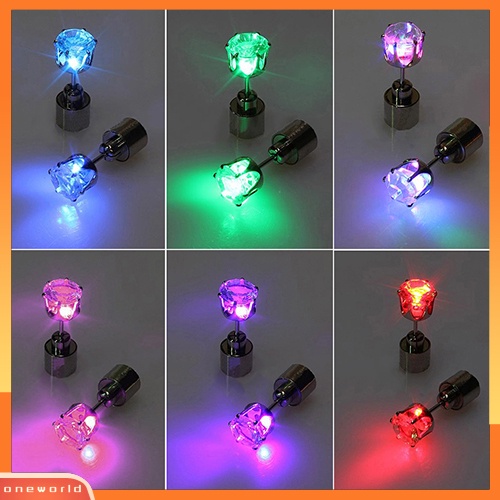 [WOD] Fashion Wanita LED Menyala Berlian Imitasi Ear Stud Earring Pesta Dance Xmas Perhiasan