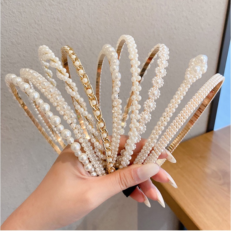 BANDO MUTIARA KOREA / KOREAN HAIR BAND HEAD PEARL PEARLS CANTIK BERMOTIF