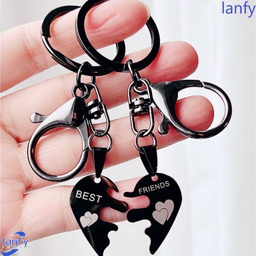 Lanfy Cinta Hati Gantungan Kunci Indah Untuk Pasangan Persahabatan Hadiah Ulang Tahun Liontin Ornamen Perhiasan Key Chain