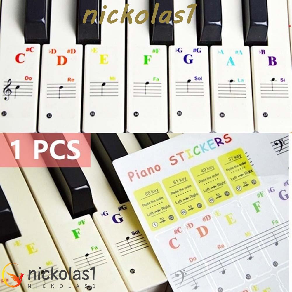 Nickolas1 Stiker Keyboard Piano Penggemar Berguna Untuk Tombol Putih Stiker Simbol 88Keys Perekat Piano Stave Note
