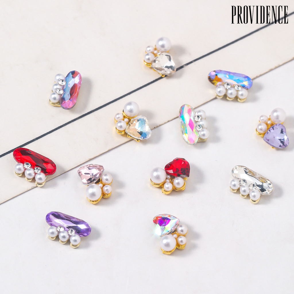 Providence 10Pcs Ornamen Kuku Tiga Dimensi Indah Bersinar Mewah Mutiara Imitasi DIY Nail Art Nail-Beauty Nail Art Dekorasi Berlian Imitasi Perlengkapan Salon Kuku