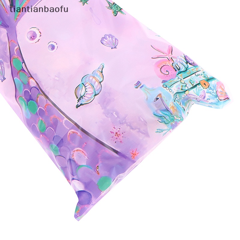 [tiantianbaofu] 50 Pcs Mermaid Party Candy Bags Biscuit Packing Bag Mermaid Tas Hadiah Ulang Tahun Butik