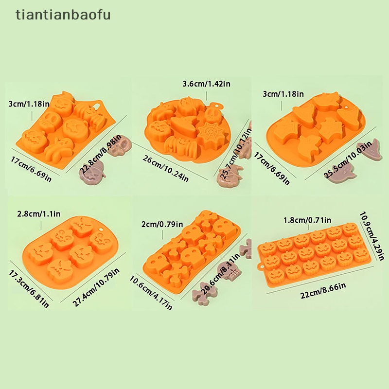 [tiantianbaofu] 1pc Halloween Mengerikan Cetakan Silikon Es Batu Coklat Makanan Baking Tray Mold Butik