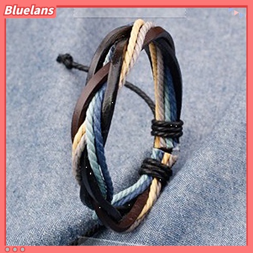 [BLS] Unisex Punk Fashion Perhiasan Pesona Gelang Kulit Imitasi Dikepang Tali Bangle