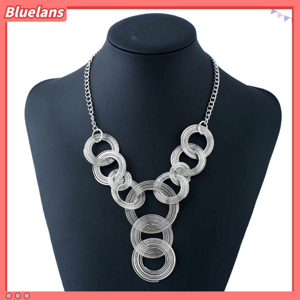 [BLS] Wanita Kalung Eropa Dan Amerika Geometris Minimalis Pengerjaan Halus Electroplating Dress Up Tahan Luntur Lingkaran Liontin Multilayer Pesona Kalung Perhiasan Aksesori