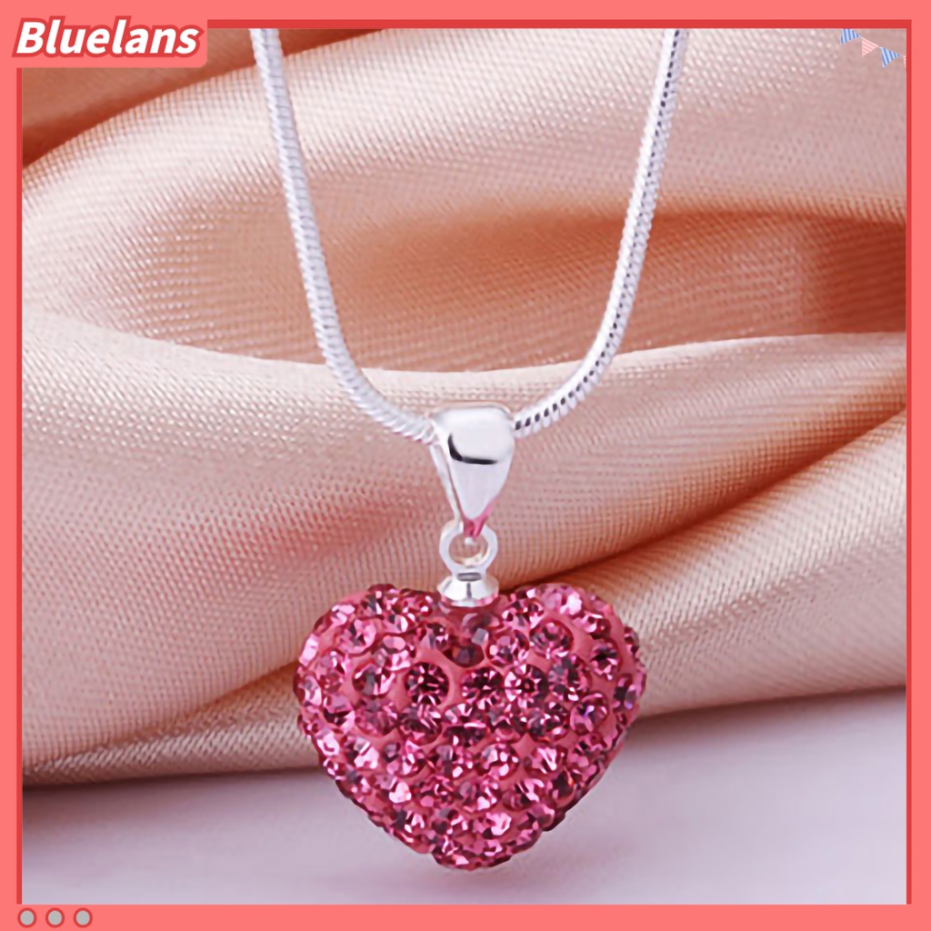 [BLS] Wanita Kalung Berlian Imitasi Hias Cinta Hati Liontin Alloy Rantai Kalung Perhiasan Untuk Pesta
