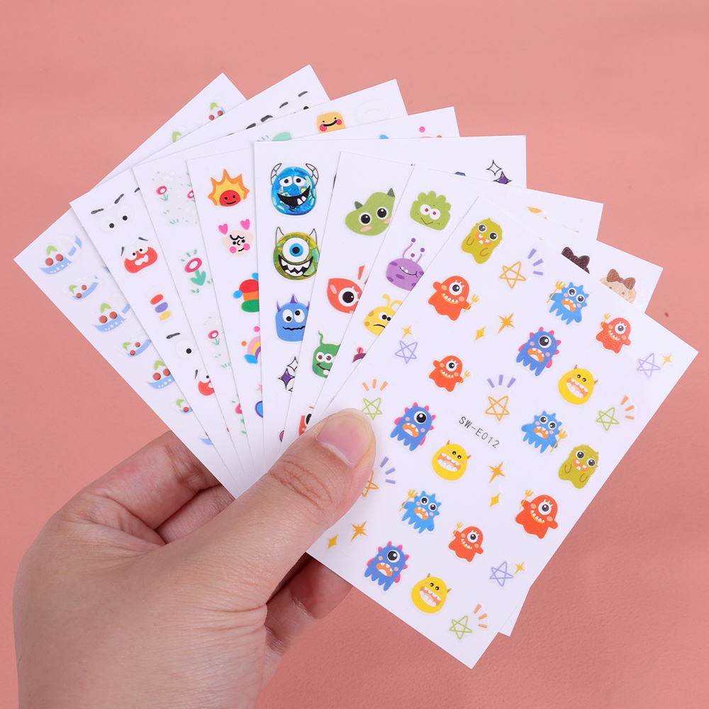 [Harga Grosir] 1pc Colorful Manicure Decor Self-Adhesive 3D Monster Kecil Kuku Stiker Kartun Mata Besar Stiker Kuku DIY Nail Art Slider Aksesoris Kuku Alat Kuku Untuk Wanita