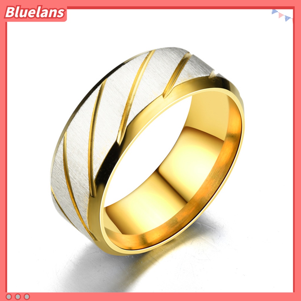 [BLS] Cincin Couple Pola Twill All-match Pengerjaan Halus Stainless Steel Geometris Mengkilap Unisex Rings Untuk Tunangan