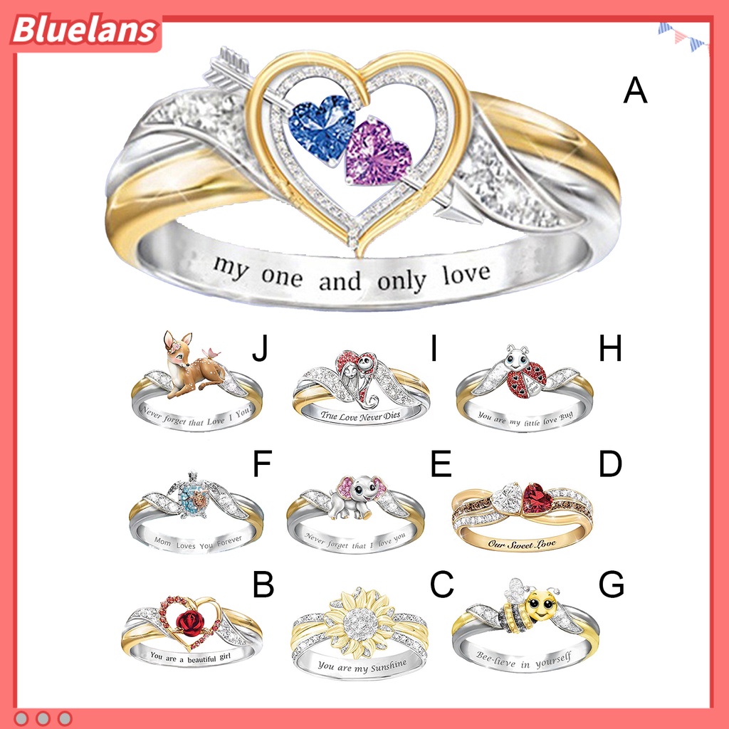 [BLS] Women Ring Indah Nice-looking Portabel Wanita Indah Cinta Hati Rose Ring Untuk Pernikahan